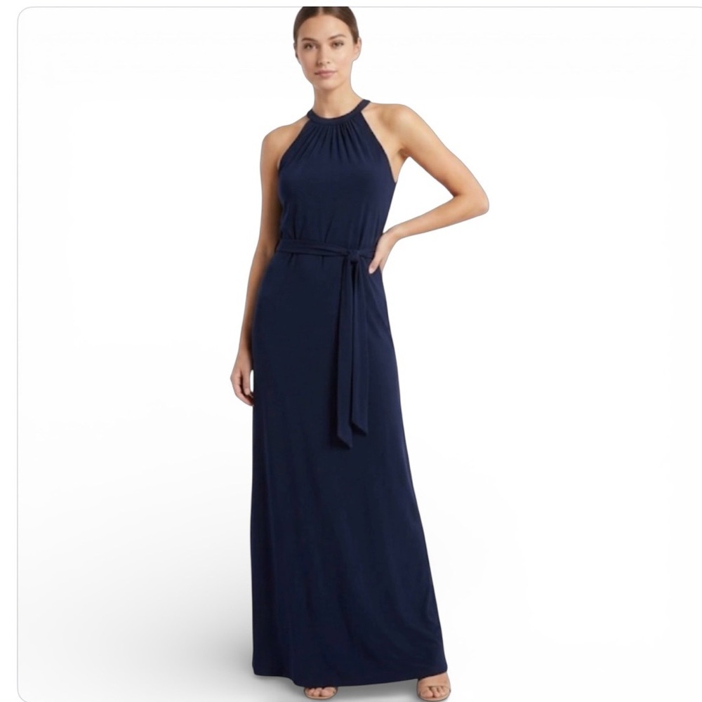 Old Navy Navy Blue Jersey Knit Halter Maxi Dress XS Quiet Luxury